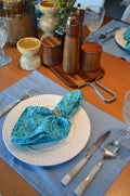 Kit Mesa Posta Premium Guardanapos E Jogo Americano Flores Azul com Azul Celeste