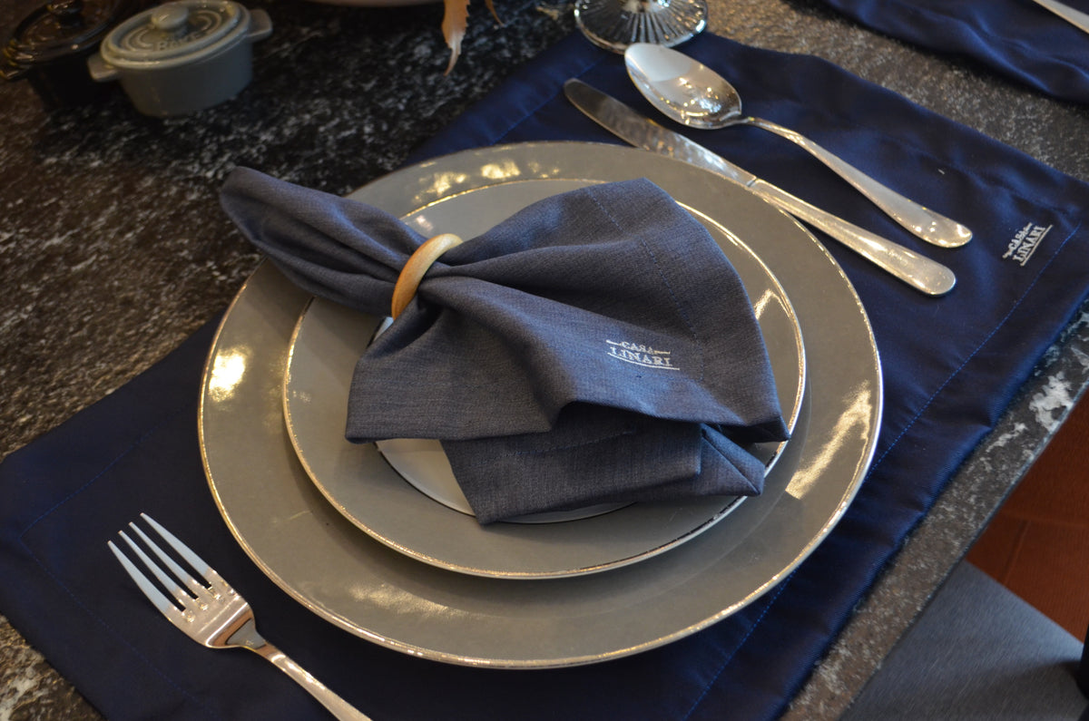 Kit Mesa Posta Premium Guardanapos E Jogo Americano - Azul Marinho